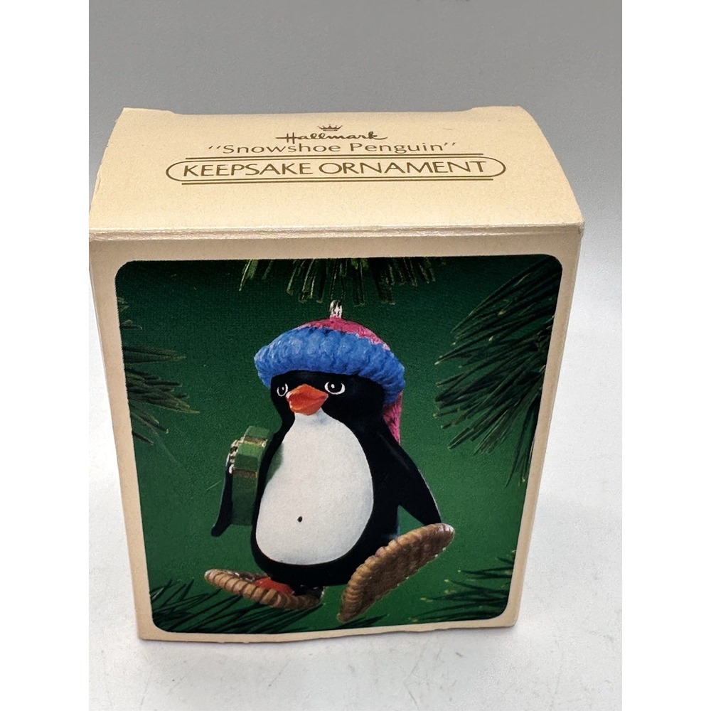 Vtg 1984 Hallmark Keepsake Snowshoe Penguin Christmas Tree Ornament Original Box